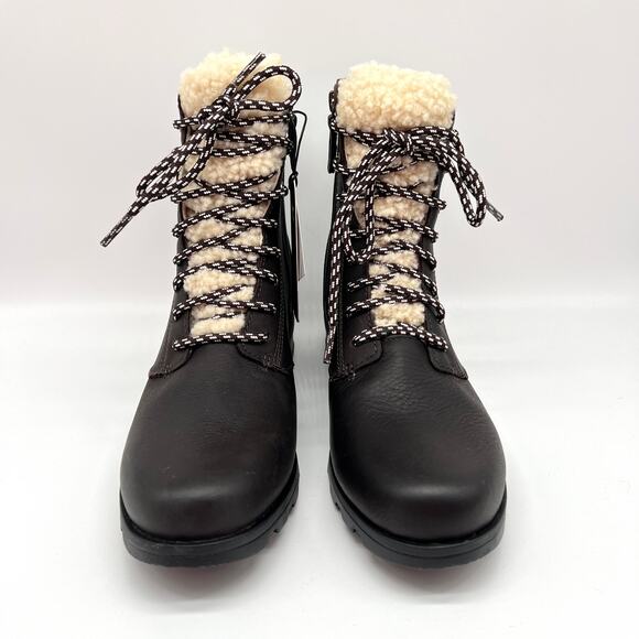 SOREL Emelie Short Lace Cozy Boot Womens 8.5 Blackened Brown Waterproof NEW - Picture 3 of 11